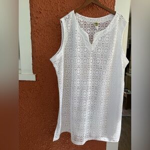 Women’s Islander White Crochet Swim Cover Up Dress White Size 3X